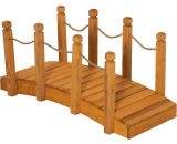 Pont de jardin - pont de bassin - passerelle en bois avec balustrade - dim. 121L x 57,5l x 59H cm - bois de sapin pré-huilé - Orange 3662970100660 844-457V01