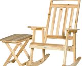 Outsunny - Fauteuil de jardin à bascule avec table basse rocking chair style rural chic bois sapin pré-huilé 3662970102671 84B-734ND