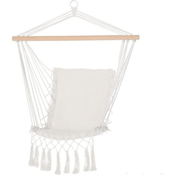 Outsunny - Chaise suspendue chaise hamac de voyage portable assise dossier rembourrés macramé coton polyester beige - Beige 3662970081921 84A-189