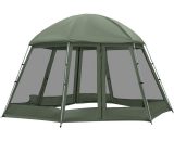 Tente de camping familiale 6-8 personnes - tente hexagonale - avec sac de transport et piquets de sol - dim. 493L x 493L x 240H cm fibre verre 3662970104927 A20-222DG