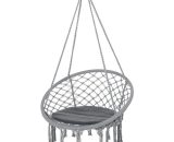 Outsunny - Chaise suspendue chaise hamac de voyage portable ø 80 x 42H m macramé coton polyester gris 3662970103616 84A-194V01GY