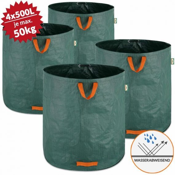 Gardebruk - 4x Sacs de jardin 500L 50 kg sac de déchets ordures végétaux tissu renforcé pliable hydrofuges sac 4250525370720 993940