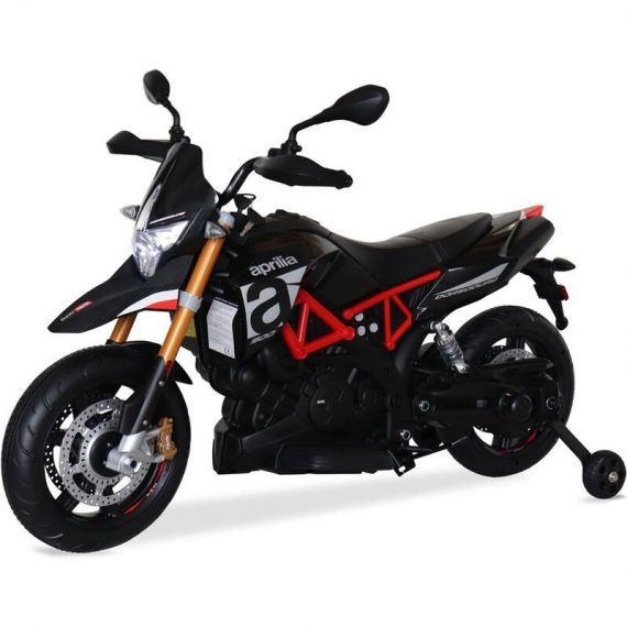 Aprilia noire Dorsoduro 900, moto électrique pour enfants 12V 4.5Ah, 1 place avec autoradio - Noir 3760287189054 ROCAPRILIABK