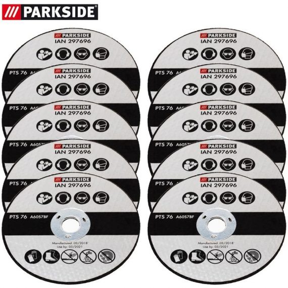 10 disques de coupe, adaptés à la meuleuse d'angle PWSA 12 Li A1 297696 - Parkside 4062495006178 3021107420