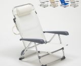 Chaise transat de plage pliante avec accoudoirs mer aluminium Gargano | Blanc 7640169385797 GA800CSCBI