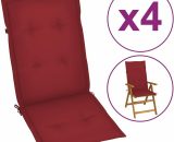 Coussins de chaise de jardin 4 pcs Rouge bordeaux 120x50x3 cm - Rouge - Vidaxl 8720286148273 8720286148273