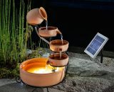 Fontaine solaire cascade avec batterie + LED fontaine solaire fontaine de jardin esotec 101304 4260057867889 101304