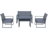 SVITA LOIS XL Ensemble de meubles de jardin en poly rotin table et fauteuils gris 4250815308679 90867