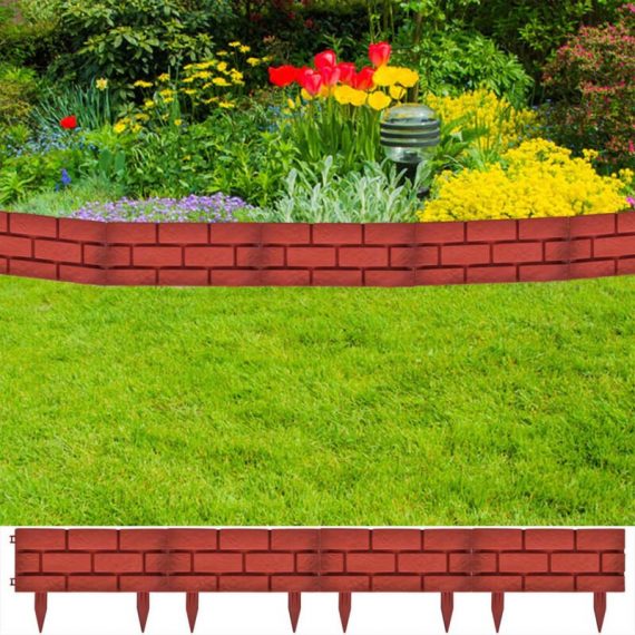 Clôture de jardin avec design de briques 11 pcs - Rouge - Vidaxl 8718475886365 8718475886365
