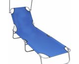 vidaXL Chaise longue pliable avec auvent Bleu Aluminium - Bleu 8719883741987 8719883741987