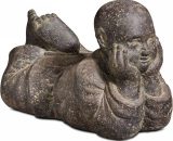Oviala - Statue de jardin moine couché en pierre naturelle gris - Gris 3663095027580 104923