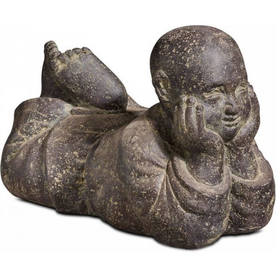 Oviala - Statue de jardin moine couché en pierre naturelle gris - Gris 3663095027580 104923