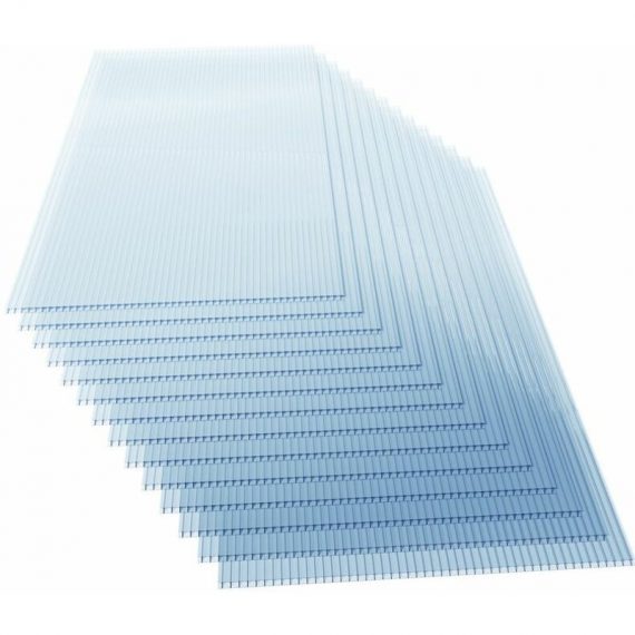 Plaque de polycarbonate creux 10,25 m² 14 unités Plaques à double paroi 4mm d'épaisseur Serre abri 4250525312386 101737
