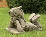 Statue fille lecture en pierre reconstituée pour extérieur ou intérieur 50X36cm. 8435653109565 FR611