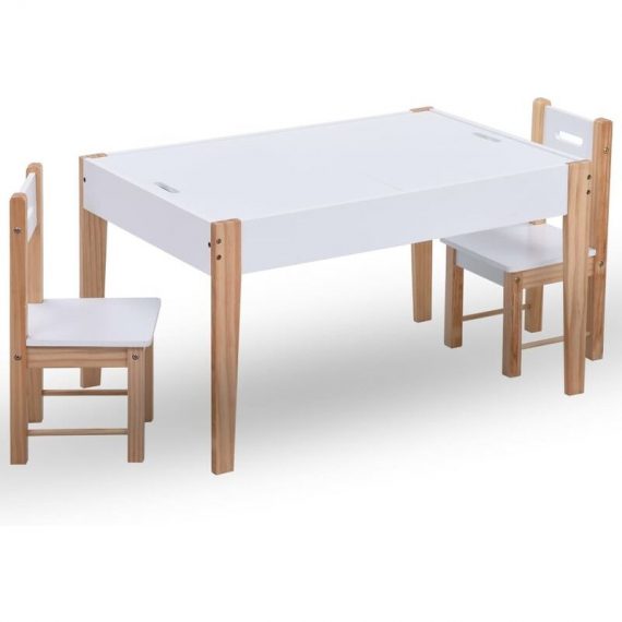 Ensemble de table et chaises pour enfants 3 pcs Noir et blanc - Blanc - Vidaxl 8719883743615 8719883743615