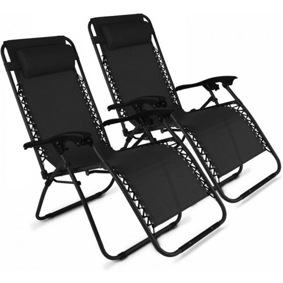 Lot de 2 fauteuils lounge en acier noir - Noir 3663095046116 107104
