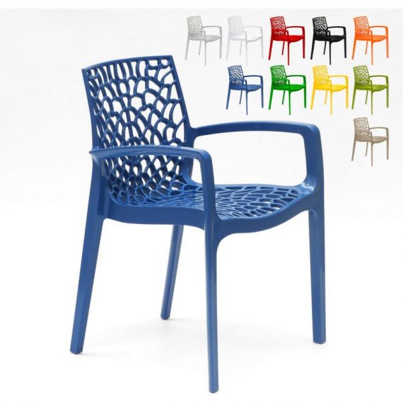 Grand Soleil - Chaise en polypropylène accoudoirs jardin café Gruvyer Arm | Bleu 8005465967990 S6626BA