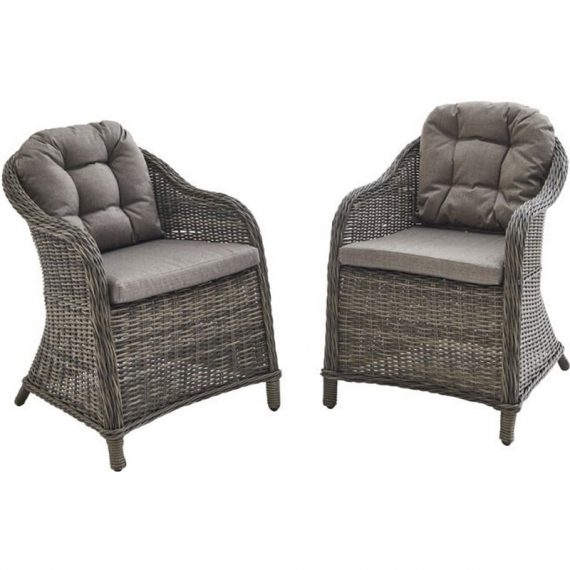 Alice's Garden - Lot de 2 fauteuils en résine tressée arrondie - Lecco - Coussins , chaises, structure aluminium Gris / Beige - Gris 3760247267532 RWH2CHRGY