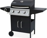 Barbecue gaz - Athos - Barbecue 4 brûleurs dont 1 feu latéral noir, grilles en fonte - Noir 3760216533217 BBQ9203SB