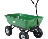 Gardebruk - Chariot de jardin à main 75L vert avec benne basculante Remorque 4 pneus max 300 kg Jardinage 4250525309973 101496