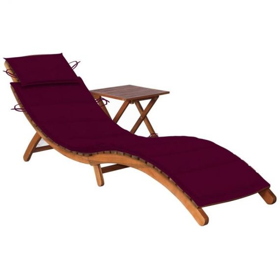 Vidaxl - Chaise longue de jardin avec table et coussin Bois d'acacia - Rouge 8720286239896 8720286239896