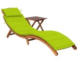 Vidaxl - Chaise longue de jardin avec table et coussin Bois d'acacia - Vert 8720286239919 8720286239919