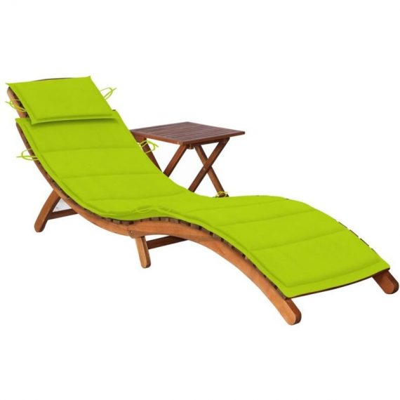 Vidaxl - Chaise longue de jardin avec table et coussin Bois d'acacia - Vert 8720286239919 8720286239919