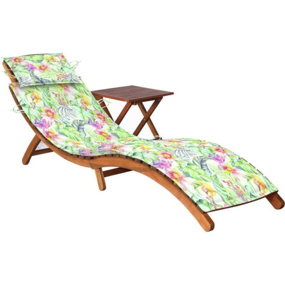 Vidaxl - Chaise longue de jardin avec table et coussin Bois d'acacia - Brun 8720286239926 8720286239926