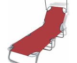 Chaise longue pliable avec auvent Acier et tissu Rouge 787830198816 41198FR|2