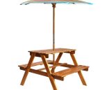 Asupermall - Table a pique-nique et parasol enfants 79x90x60cm Acacia solide 791304152990 43990FR