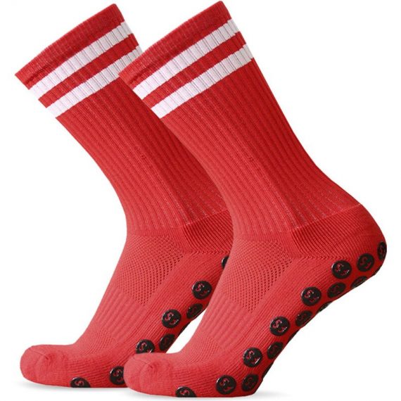 1 paire de chaussettes de football antidérapantes, chaussettes de sport respirantes à séchage rapide pour le fitness en extérieur,Red 755924448987 Y25599R