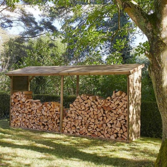 MADEIRA- abri de stockage de bois de chauffage- étagère pour bois de cheminée- bûcher en pin sylvestre autoclave- toit en pente- porte 9.5 stères de 3598740032698 3269