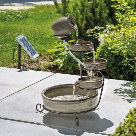 Fontaine solaire cascade avec batterie + fontaine led Fontaine de jardin Esotec 101300 4260057867735 101300