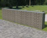 Mur à gabion avec couvercles Acier galvanisé 600 x 50 x 150 cm - Argent  143582-FR