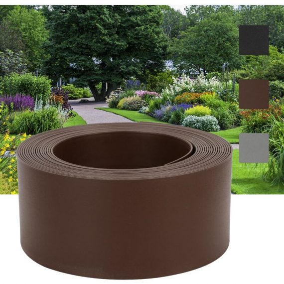 Vingo - Bordure de jardin Bordure de pelouse flexible Bordure de lit en plastique dur Bordure de tonte Jardinage 25m*10cm*2mm marron - brun 726503433571 MMVG-B-1-HG7306