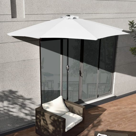 [casa.pro] - Demi-parasol Eger pour terrasse balcon polyester 300 x 150 x 230 cm blanc 4251155570016 52366739