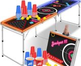 Kesser - Set de table Beer Pong avec action led - avec 100 gobelets (50 rouges et 50 bleus), 6 balles + jeu de règles jeux de société table de jeu à 4260729114631 23573
