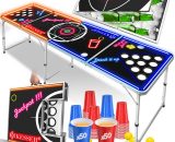 ® Set de table Beer Pong avec action LED - avec 100 gobelets (50 rouges et 50 bleus), 6 balles + jeu de règles jeux de société table de jeu à boire 4260729114624 NEW-18636