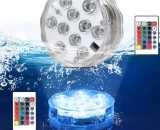 Lot de 2 lampes submersibles pour fontaine, spa, éclairage LED sans fil à infrarouge pour base de vase, fleurs, aquarium, piscine, étang, mariage, 9434330760784 Sun-10534cy