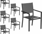 Lot de 6 chaises rembourrées en aluminium anthracite - textilène gris - Gris 3701227215594 1264GA-6