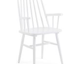 Chaise de salle à manger Tressia blanc avec accoudoirs en bois massif de caoutchouc - Blanc - Kave Home 8433840435527 CC0429M05