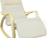 Fauteuil à Bascule Avec Repose-pied Réglable Design Rocking Chair Fauteuil Relax Bouleau Flexible (Beige) FST16-W SoBuy® 6900021336642 FST16-W