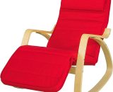 Sobuy - Rocking Chair, Fauteuil à bascule avec repose-pieds réglable design, Fauteuil berçante, Fauteuil relax, Bouleau Flexible (Rouge) FST16-R ® 6900021336635 FST16-R