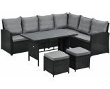 SVITA Monroe Garten-Lounge Set Polyrattan Lounge-Meubles de jardin noir 4250815307207 90720