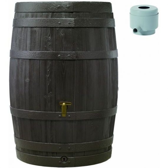 Graf - Tonneau Vino 250 l Brun avec robinet pe imitation laiton et collecteur filtrant Eco gris. 4023122268338 GRA-995082
