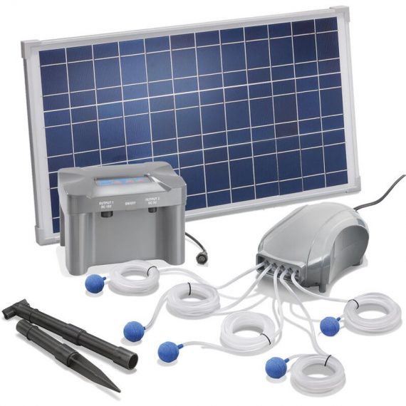 Esotec - Aérateur de bassin solaire 25W 600l/h + batterie aération de bassin oxygène 101086 4260057866370 101086