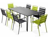 Palavas - Table de jardin et 8 fauteuils en métal vert gris - Vert 3663095018731 103971