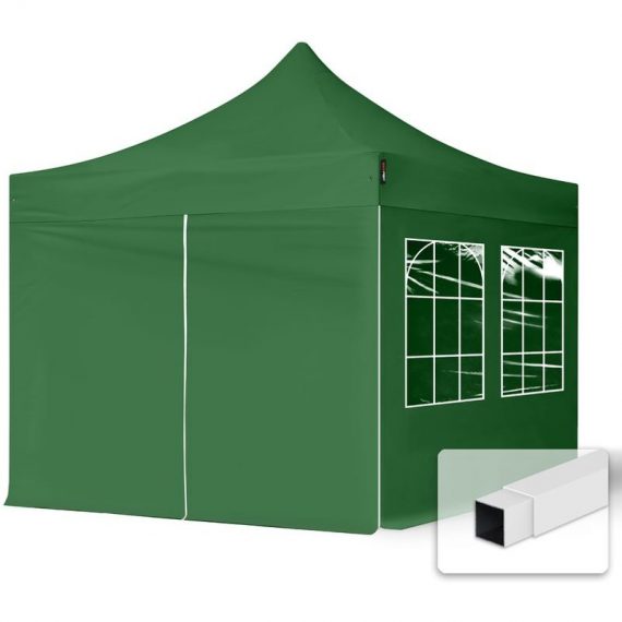 House Of Tents - Tente Pliante 3x3 m - 4 côtés Acier Barnum Chapiteau Pliant Tonnelle Stand Paddock Réception Abri vert foncé - vert 4260438389900 581832