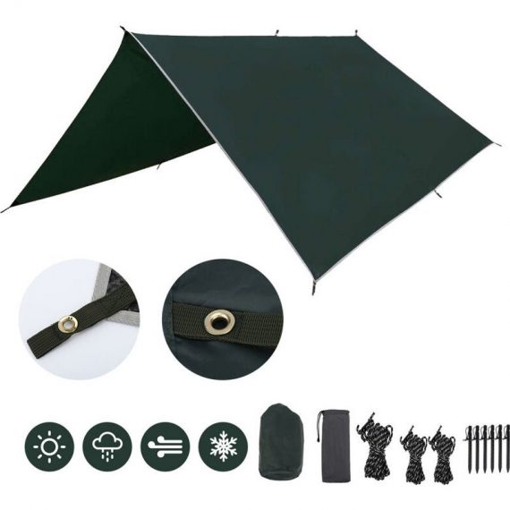 Swanew - Toile de tente Bâche de protection solaire Tarp Camping Matelas de protection solaire 3x3M Support de tente - Vert 726504707879 MMLO-A-1-HG6693