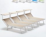 Beach And Garden Design - Bain de soleil professionnels lits de plage transats aluminium Italia 4 pièces | Beige 7640169385315 IT100TEX4PZE